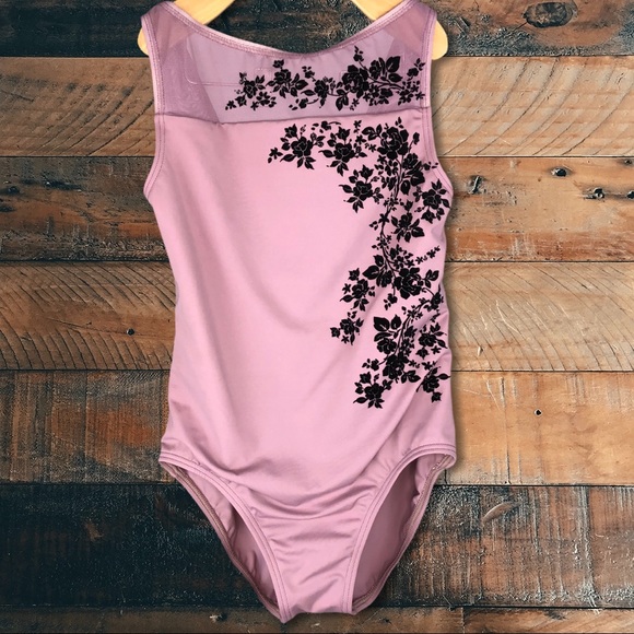 Balera Lavender Leotard Black Floral Detail 10/12